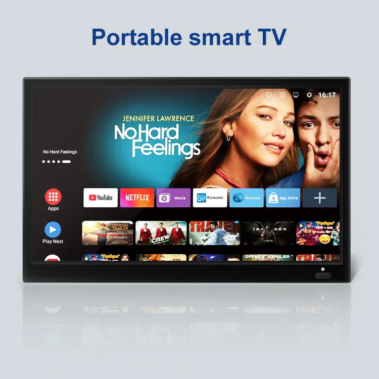 Téléviseur portable intelligent 16 pouces | Android 9.0, batterie 3.5 h et écran HD pour le camping et la cuisine