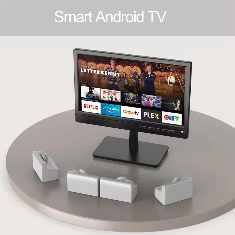 Téléviseur portable 2024 avec écran intelligent de 14 pouces, fonctionnalités de tablette Android HD, téléchargements d'applications gratuits, antenne intégrée et tuner ATSC, idéal pour la cuisine, la chambre et le camping-car.