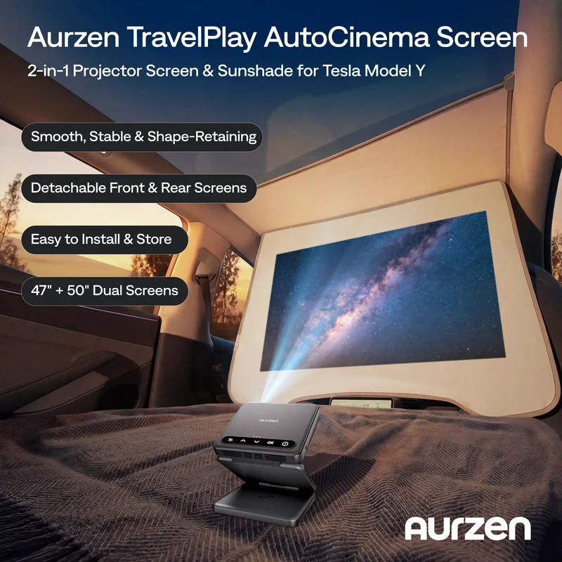 Aurzen TravelPlay AutoCinema Screen for Tesla Model Y
