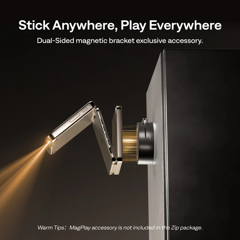Aurzen ZIP Tri-Fold Portable Mini Projector - Titanium Gold