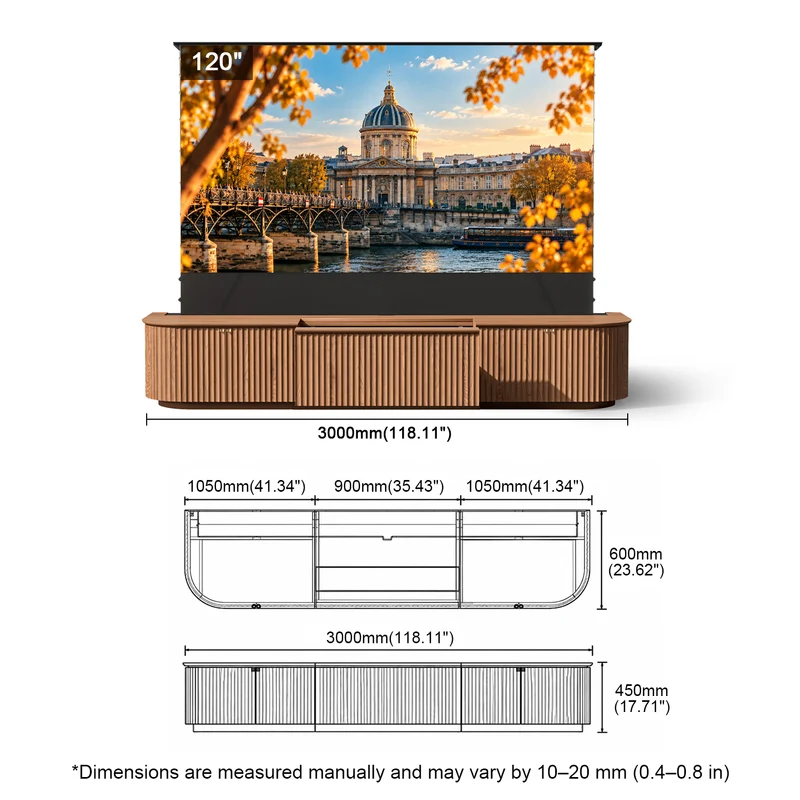 NothingProjector Milo Solid Wood Motorized Laser TV Cabinet for UST Projectors (Pre-Assembled)