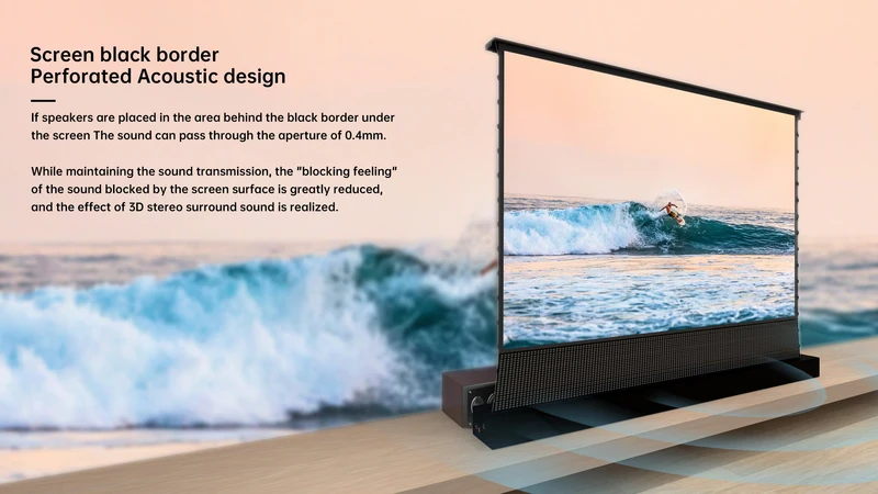 72"-120" VIVIDSTORM S PRO P Motorized 4K HD 3D Floor Rising UST ALR Projector Screen