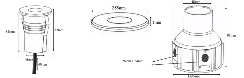 Encastré sol Intérieur Extérieur NTCL-RD-3W-30D IP65 Lentille 30 degrés 3W-24Vdc