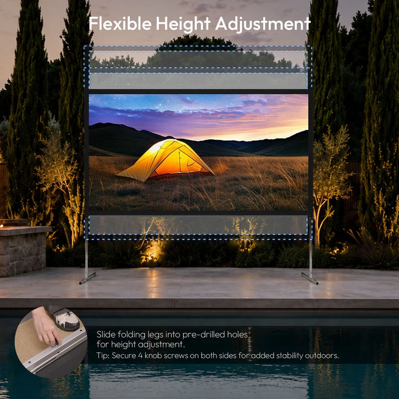 NothingProjector OpenAir Series Outdoor Camping Portable Folding Screen with Stand 1.3 Gain, 4K/8K UHD, 3-Layer PVC, Tool-Free Fast Setup