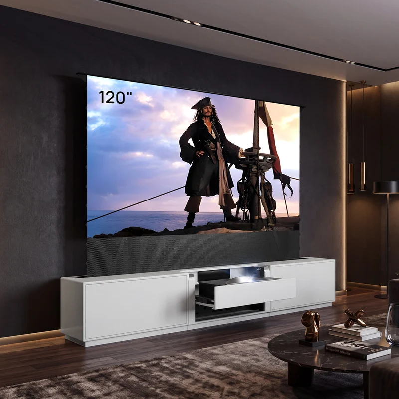 Shore Flip Design Matte Smart Laser TV Cabinet for UST Projector (Pre-Assembled)