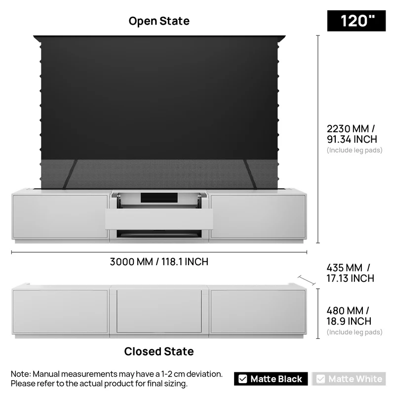 Shore Flip Design Matte Smart Laser TV Cabinet for UST Projector (Pre-Assembled)
