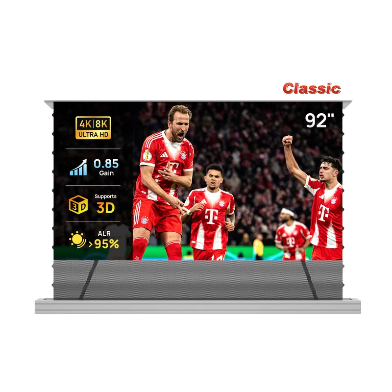 84''-120'' NothingProjector PET Crystal Classic 85% ALR Motorized Floor Rising Screen For UST Projector