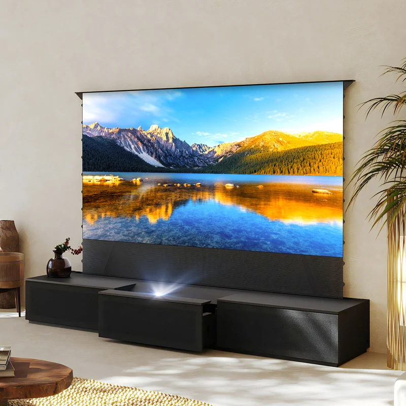 (Bundle) Formovie Theater Premium + Black Series Motorized ALR Screen + Flat Pack Laser TV Cabinet