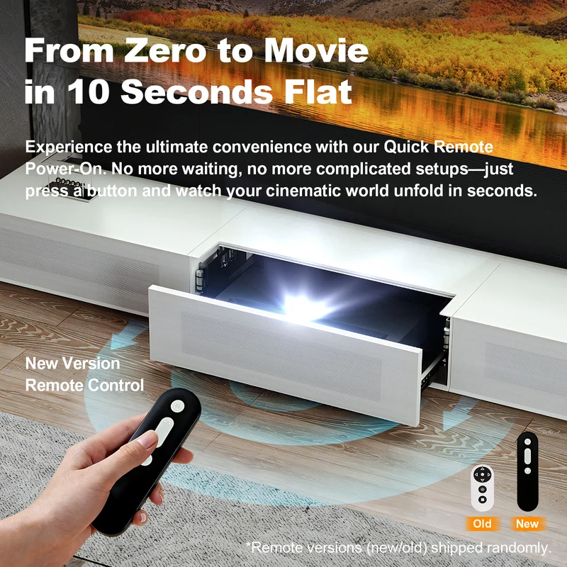 Premium Customizable Walnut Laser TV Cabinet for Ultra Short Throw Projector (Pre-Assembled)