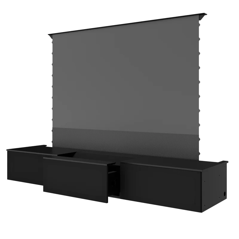 100"-120" Shore Black Motorized Laser TV Flat Pack Cabinet