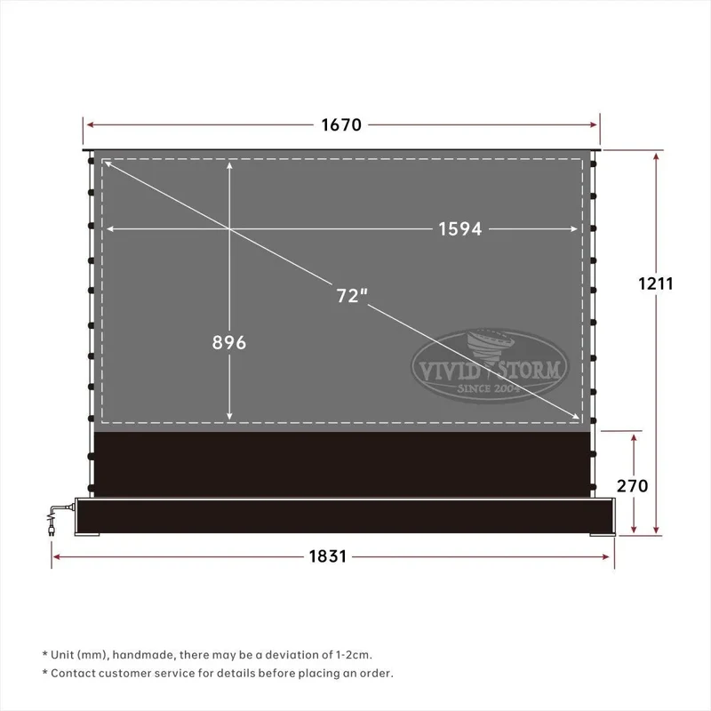 72"-120" VIVIDSTORM S PRO Motorized Tension Floor Rising UST ALR Projector Screen