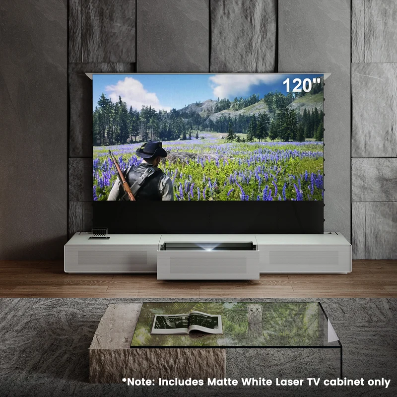 Shore Fully-Assembled Modern Matte TV Stand for UST Projector