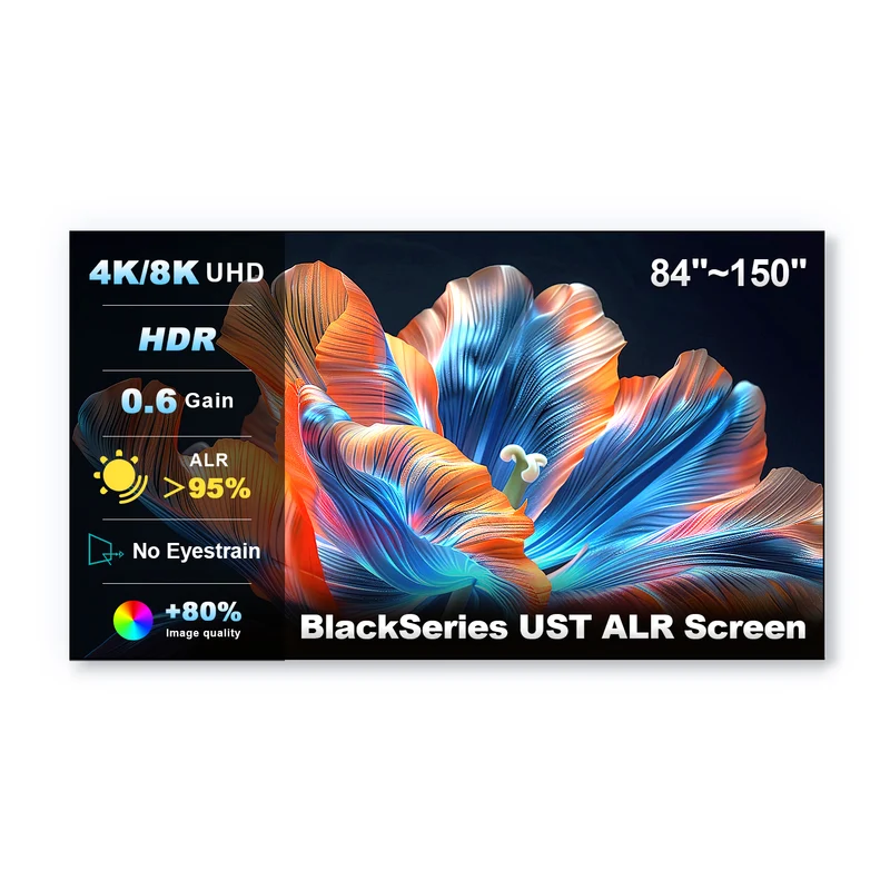 84''-150'' NothingProjector Black Series 95% ALR/CLR Ultra Short Throw Projector Screen