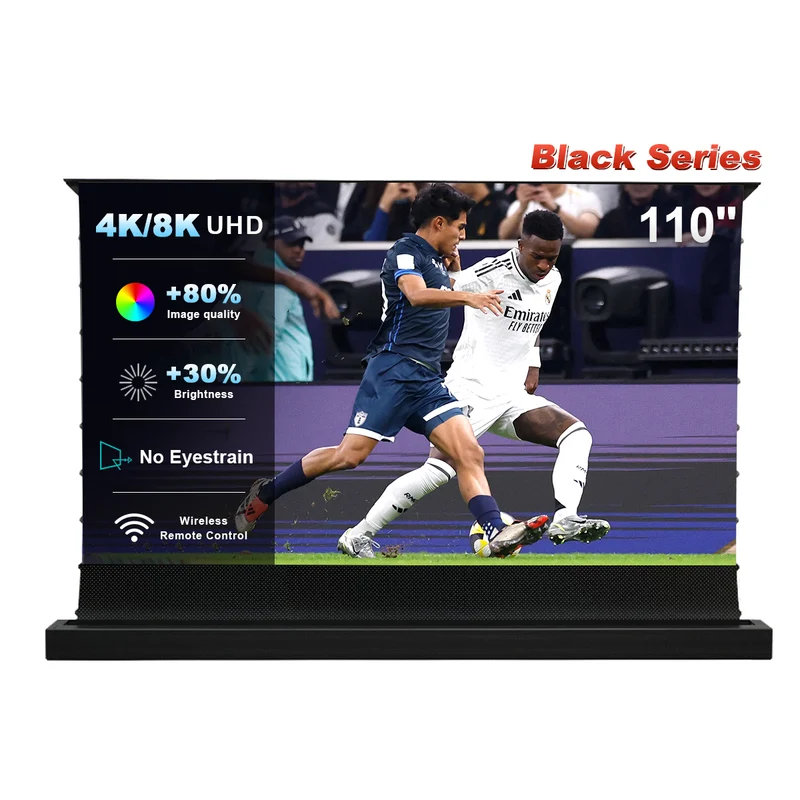 84''-130'' NothingProjector Black Series 95% ALR Motorized Floor Rising Screen For Ultra Short Throw Projector
