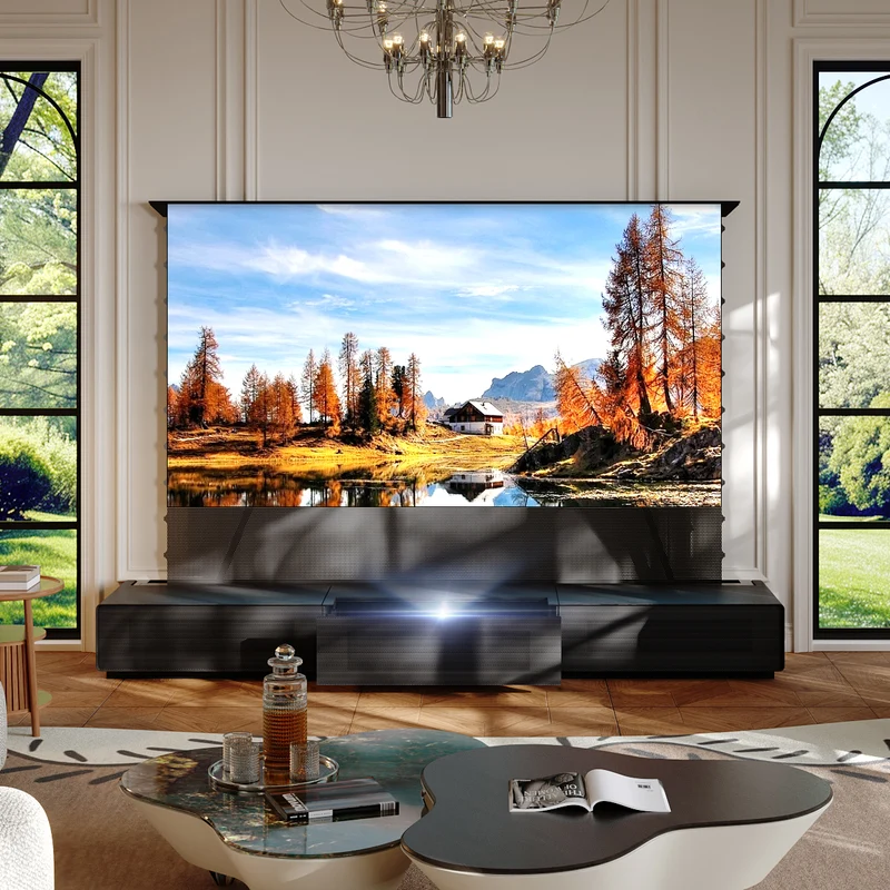 (US - Limited Time) Shore Wood Grain TV Cabinet for Ultra Short Throw Projector (Pre-Assembled)