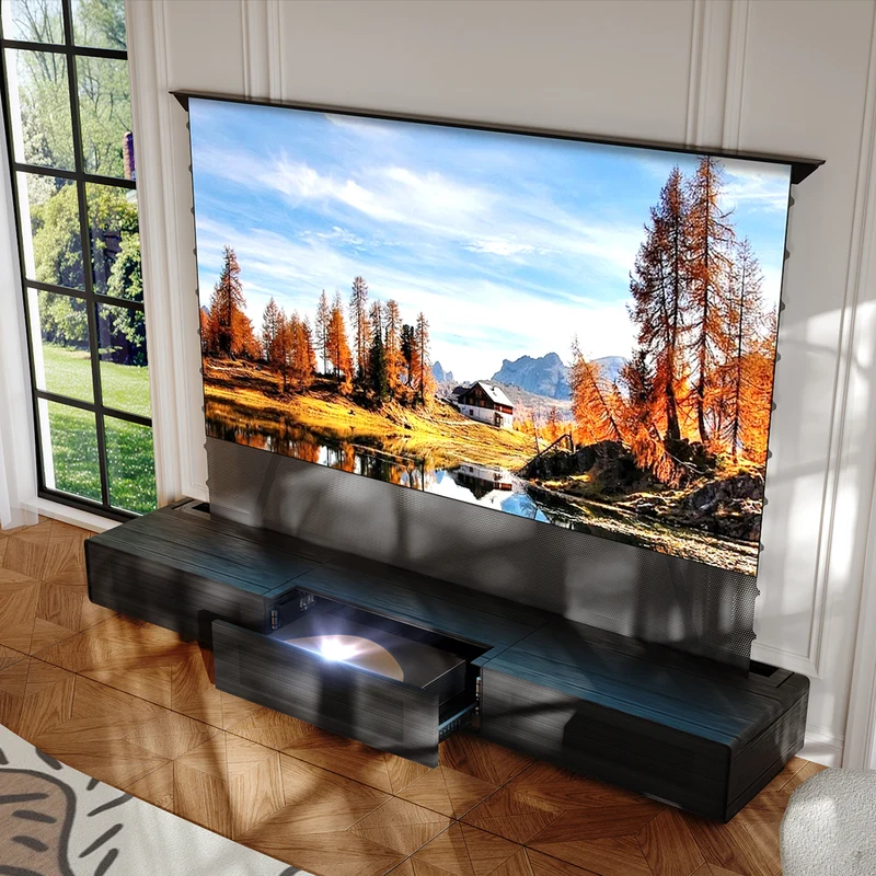 Shore Wood Grain TV Cabinet for Ultra Short Throw Projector (Pre-Assembled)