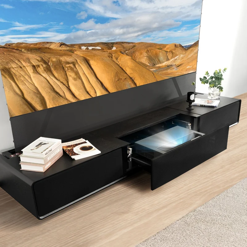 Shore Wood Grain TV Cabinet for Ultra Short Throw Projector (Pre-Assembled)