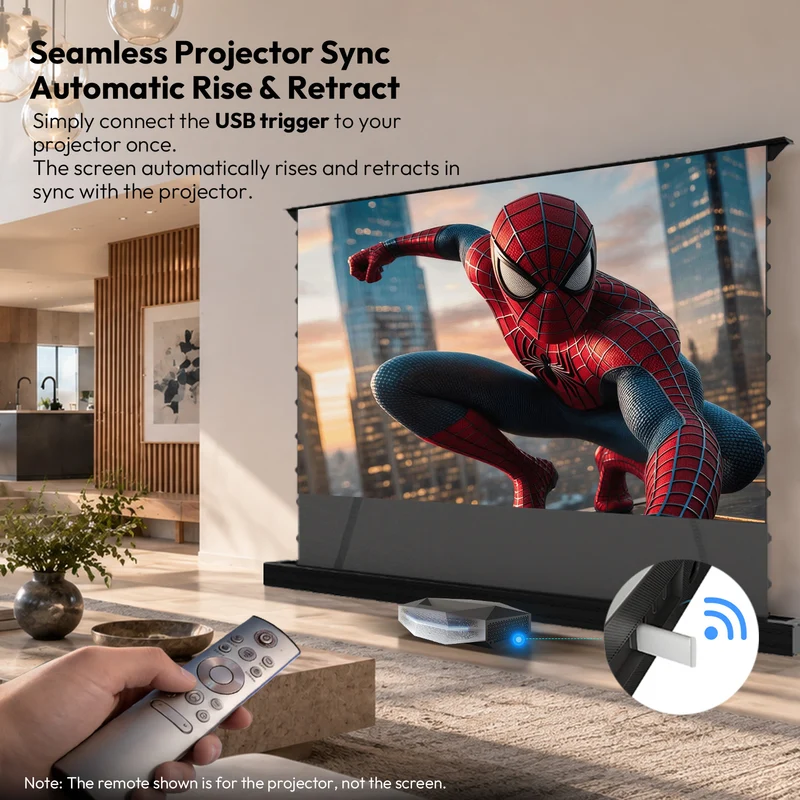 84''-130'' NothingProjector Black Series 95% ALR Motorized Floor Rising Screen For Ultra Short Throw Projector