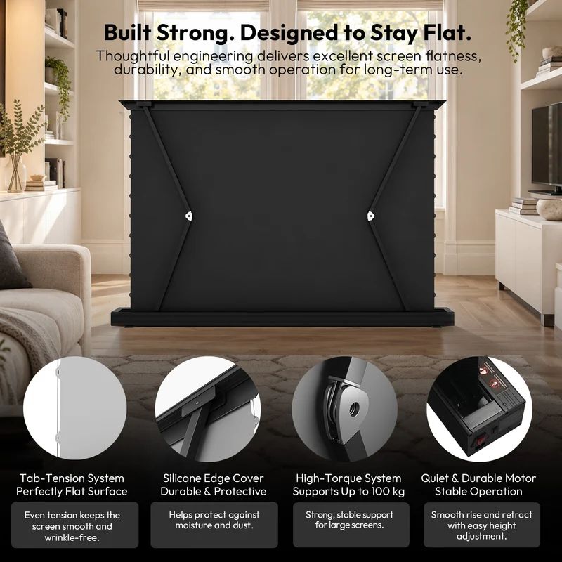84''-130'' NothingProjector Black Series 95% ALR Motorized Floor Rising Screen For Ultra Short Throw Projector