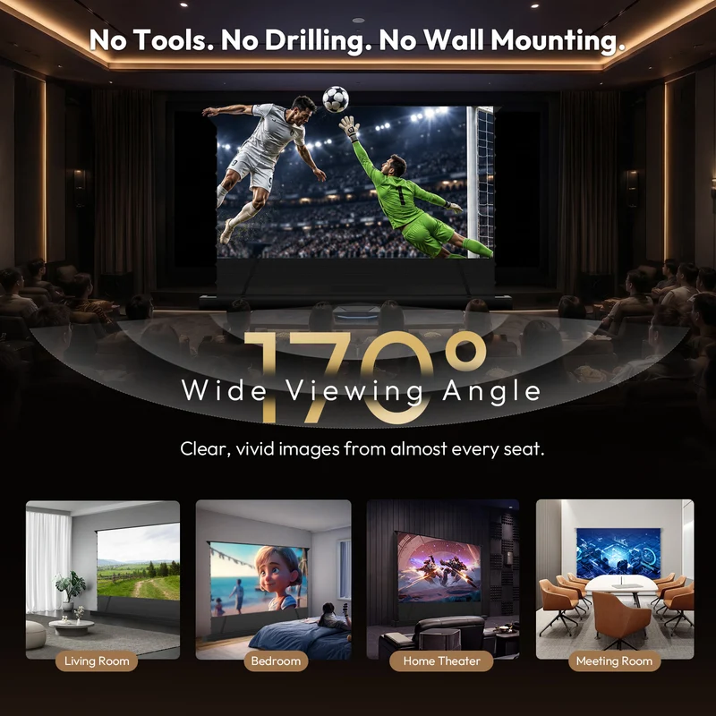 84''-130'' NothingProjector Black Series 95% ALR Motorized Floor Rising Screen For Ultra Short Throw Projector