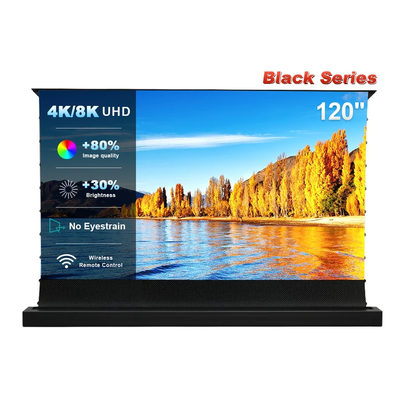 120 Inch NothingProjector Black Series Motorized Floor Rising 95% ALR Projector Screen