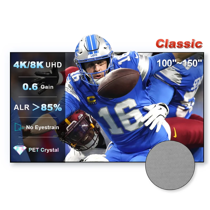 100''-150'' NothingProjector PET Crystal Classic UST 85% ALR Projector Screen