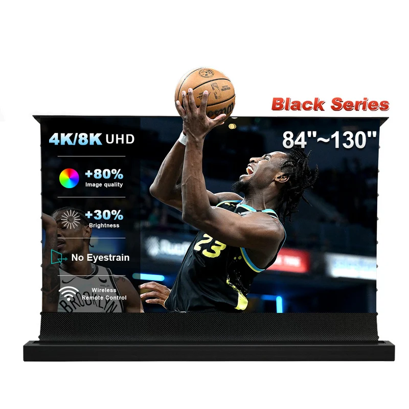 84''-130'' NothingProjector Black Series 95% ALR Motorized Floor Rising Screen For Ultra Short Throw Projector