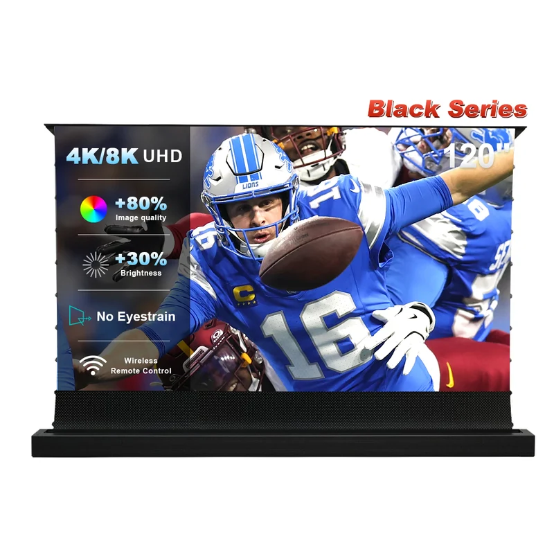84''-130'' NothingProjector Black Series 95% ALR Motorized Floor Rising Screen For Ultra Short Throw Projector