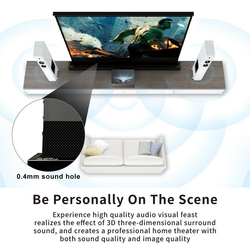 72"-120" VIVIDSTORM S PRO P Motorized 4K HD 3D Floor Rising UST ALR Projector Screen