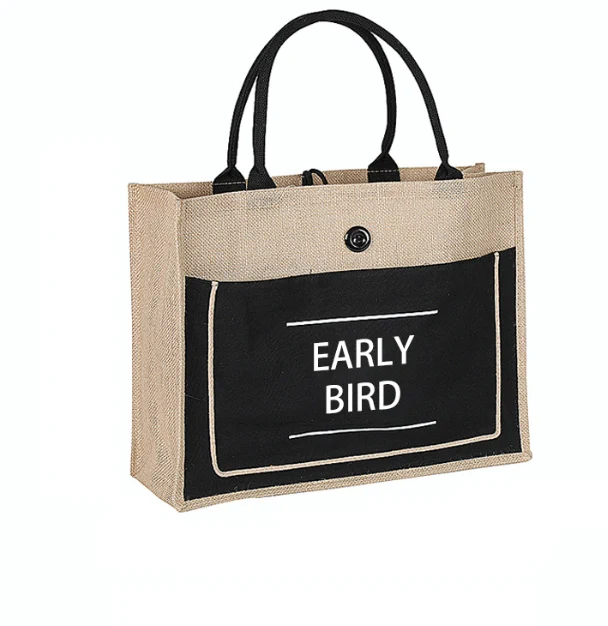 Jute button tote