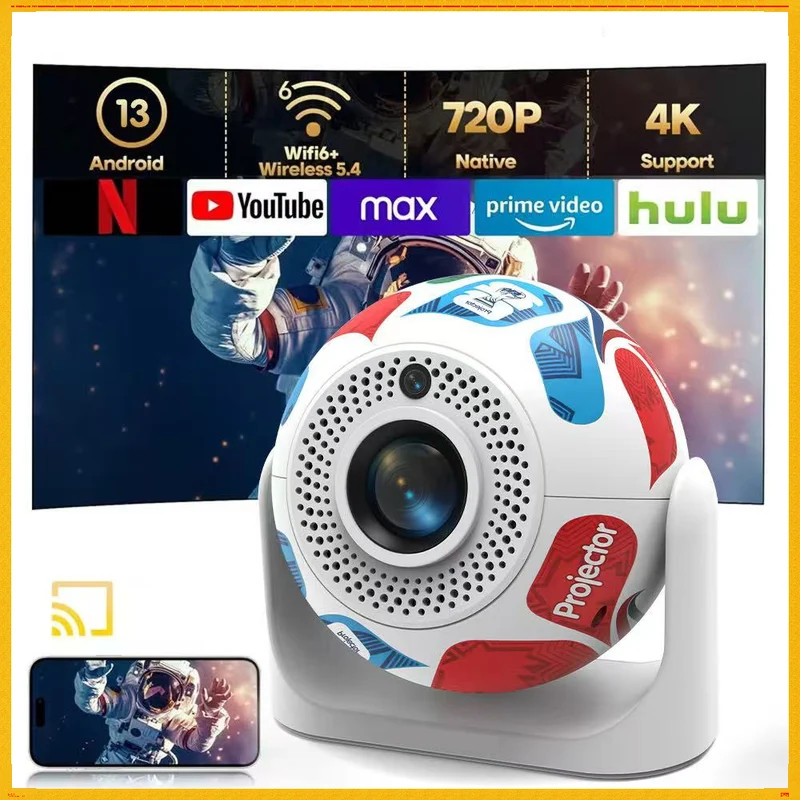 Football-themed Colorful HD Home 4K Projector With Phone Screen Mirroring
