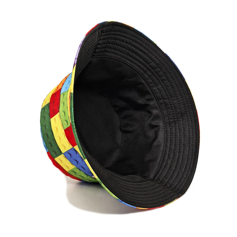 Building Block Pattern Printing Bucket Hat