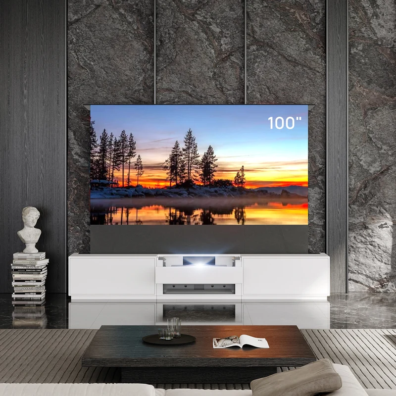 Shore Flip Design Matte Smart Laser TV Cabinet for UST Projector (Pre-Assembled)