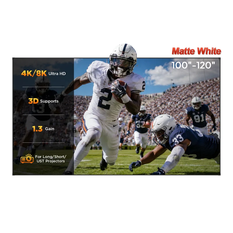 100''-120'' NothingProjector Matte White Fixed Frame Screen For Long/Short/UST Projector