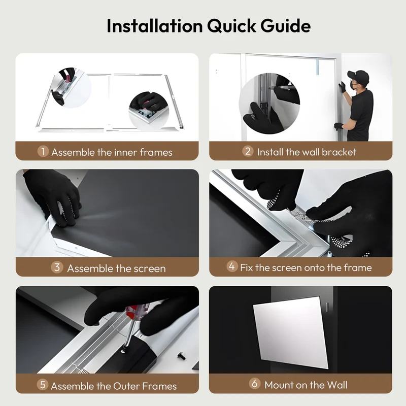 100''-120'' NothingProjector Matte White Fixed Frame Screen For Long/Short/UST Projector