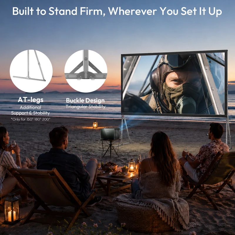 NothingProjector OpenAir Series Outdoor Camping Portable Folding Screen with Stand 1.3 Gain, 4K/8K UHD, 3-Layer PVC, Tool-Free Fast Setup