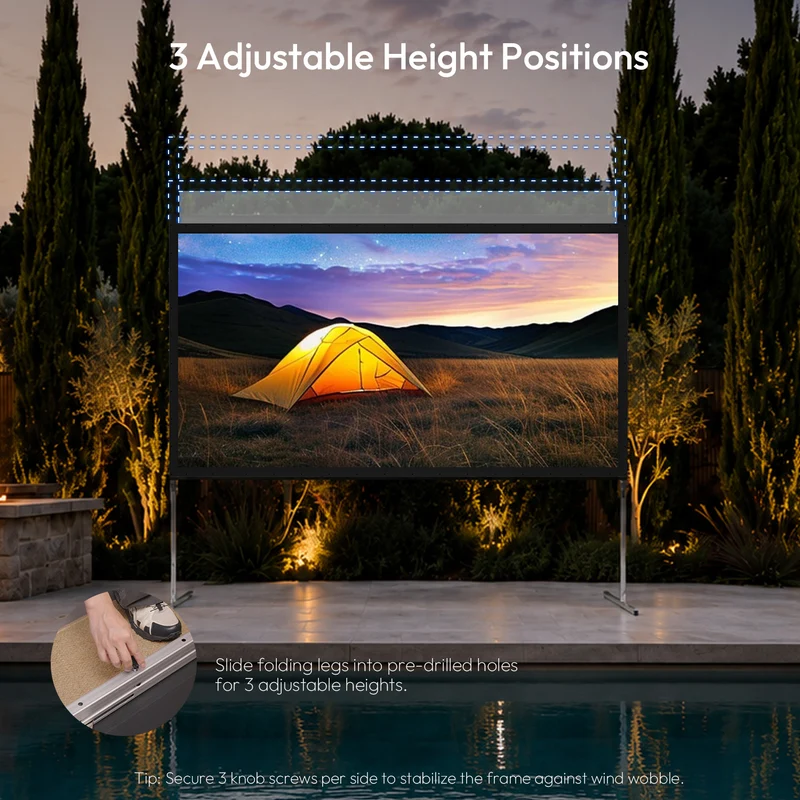 NothingProjector OpenAir Series Outdoor Camping Portable Folding Screen with Stand 1.3 Gain, 4K/8K UHD, 3-Layer PVC, Tool-Free Fast Setup
