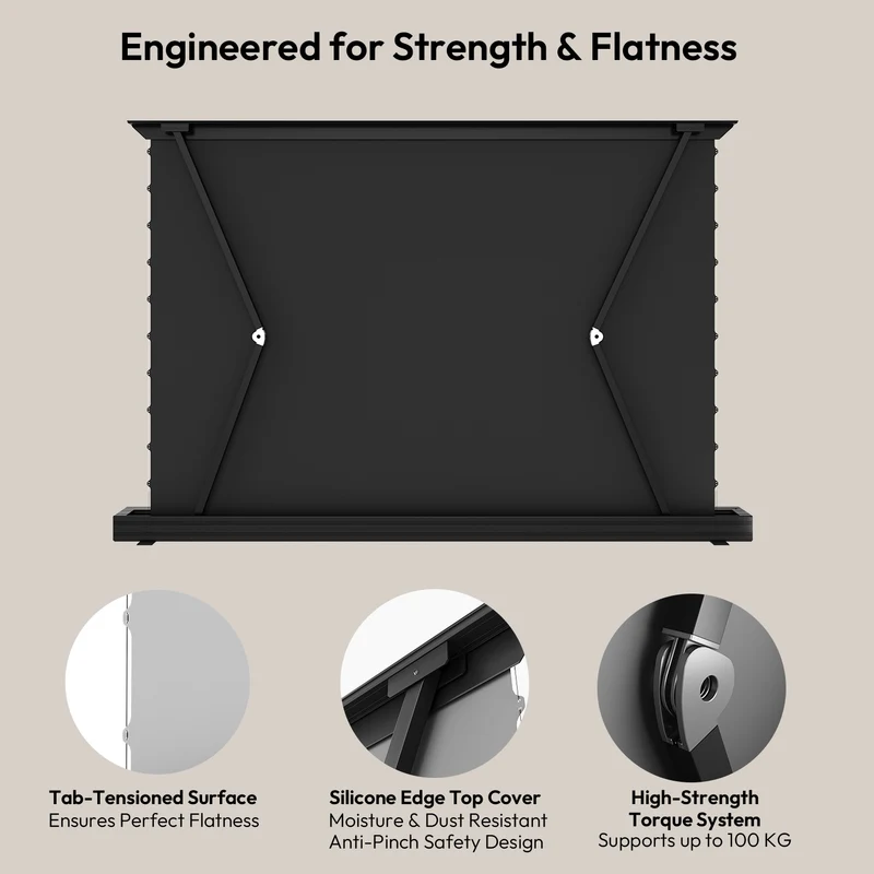 100''-120'' NothingProjector Matte White Motorized Floor Rising Screen For Long/Short/UST Projector