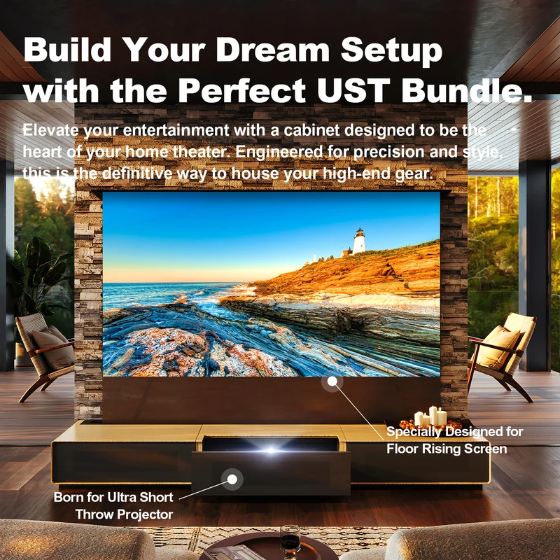 Shore Oak Cabinet for Ultra Short Throw Laser Projector (Pre-assembled)