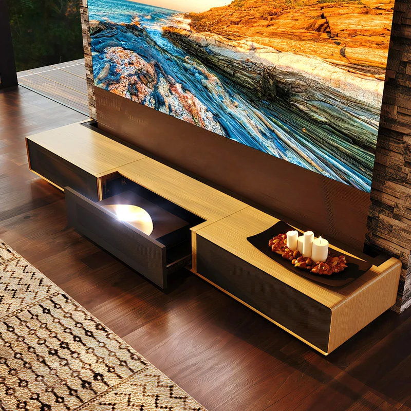 Shore Oak Cabinet for Ultra Short Throw Laser Projector (Pre-assembled)