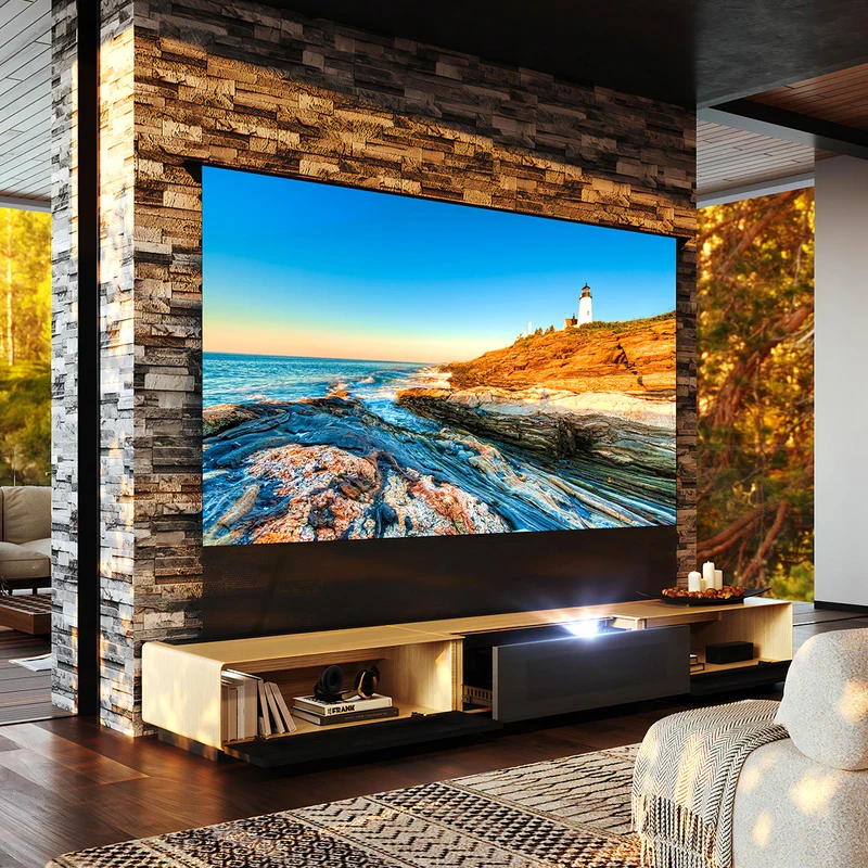 Shore Oak Cabinet for Ultra Short Throw Laser Projector (Pre-assembled)
