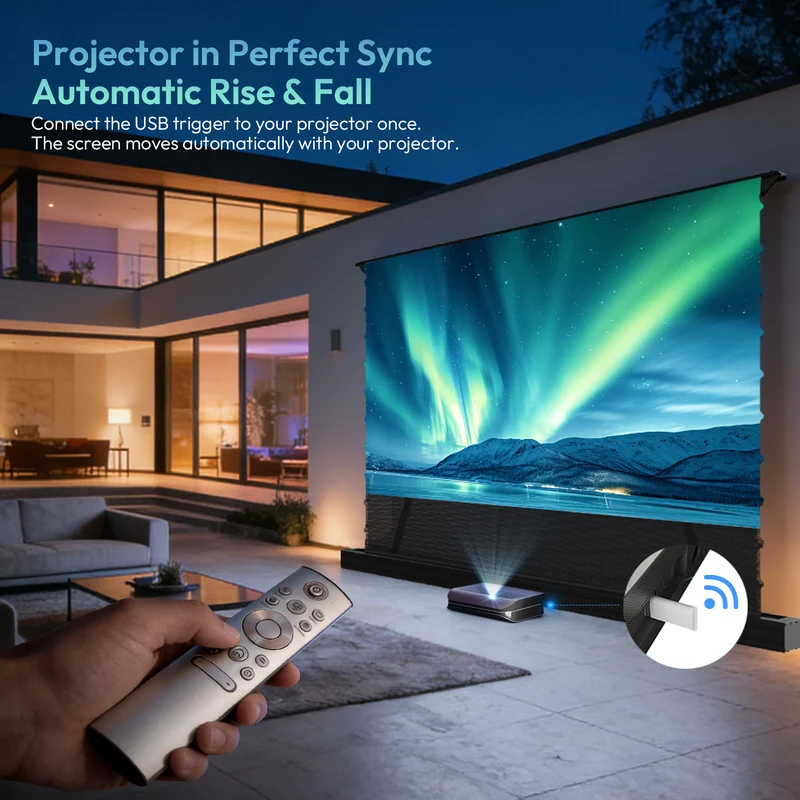 84''-130'' NothingProjector PET Crystal Classic 85% ALR Motorized Floor Rising Screen For Ultra Short Throw Projector
