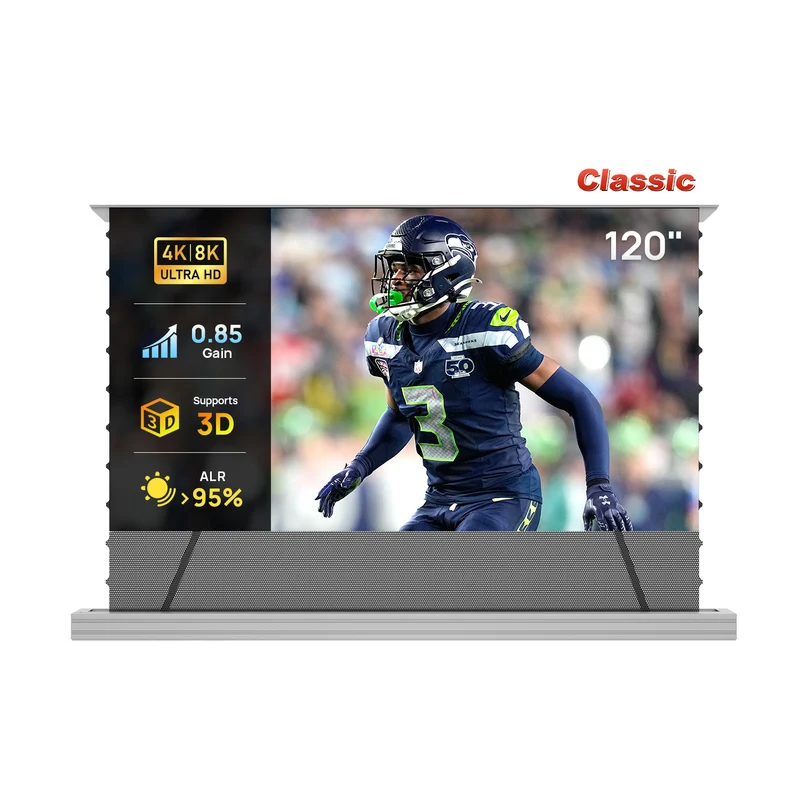 84''-130'' NothingProjector PET Crystal Classic 85% ALR Motorized Floor Rising Screen For Ultra Short Throw Projector
