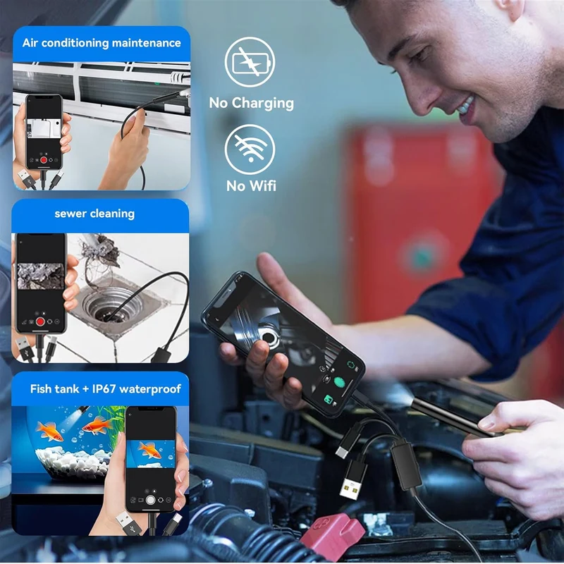 Endoscope Multiconnectique HD pour iPhone, iPad, Android et PC