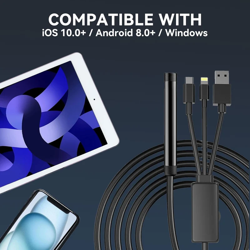 Endoscope Multiconnectique HD pour iPhone, iPad, Android et PC