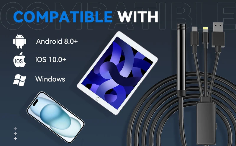 Endoscope Multiconnectique HD pour iPhone, iPad, Android et PC