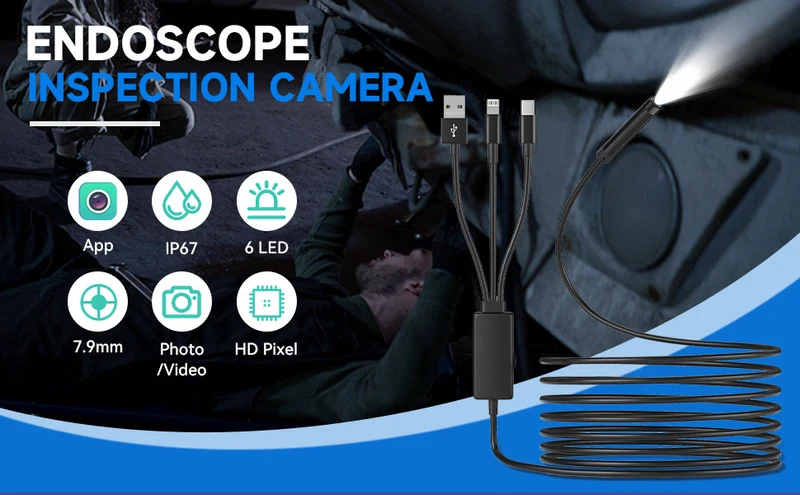 Endoscope Multiconnectique HD pour iPhone, iPad, Android et PC