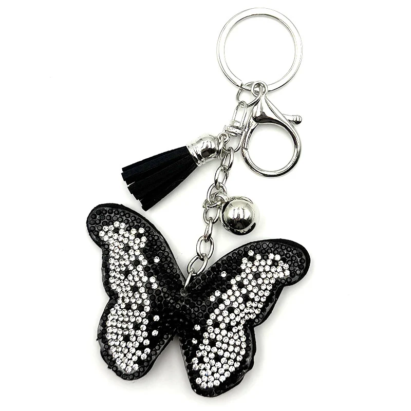 Diamond-Encrusted Butterfly Keychain Fashionable Tassel Bag Charm