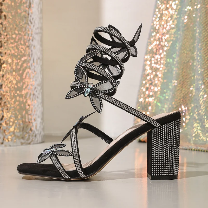 Serpentine-wrapped Strap Sandals