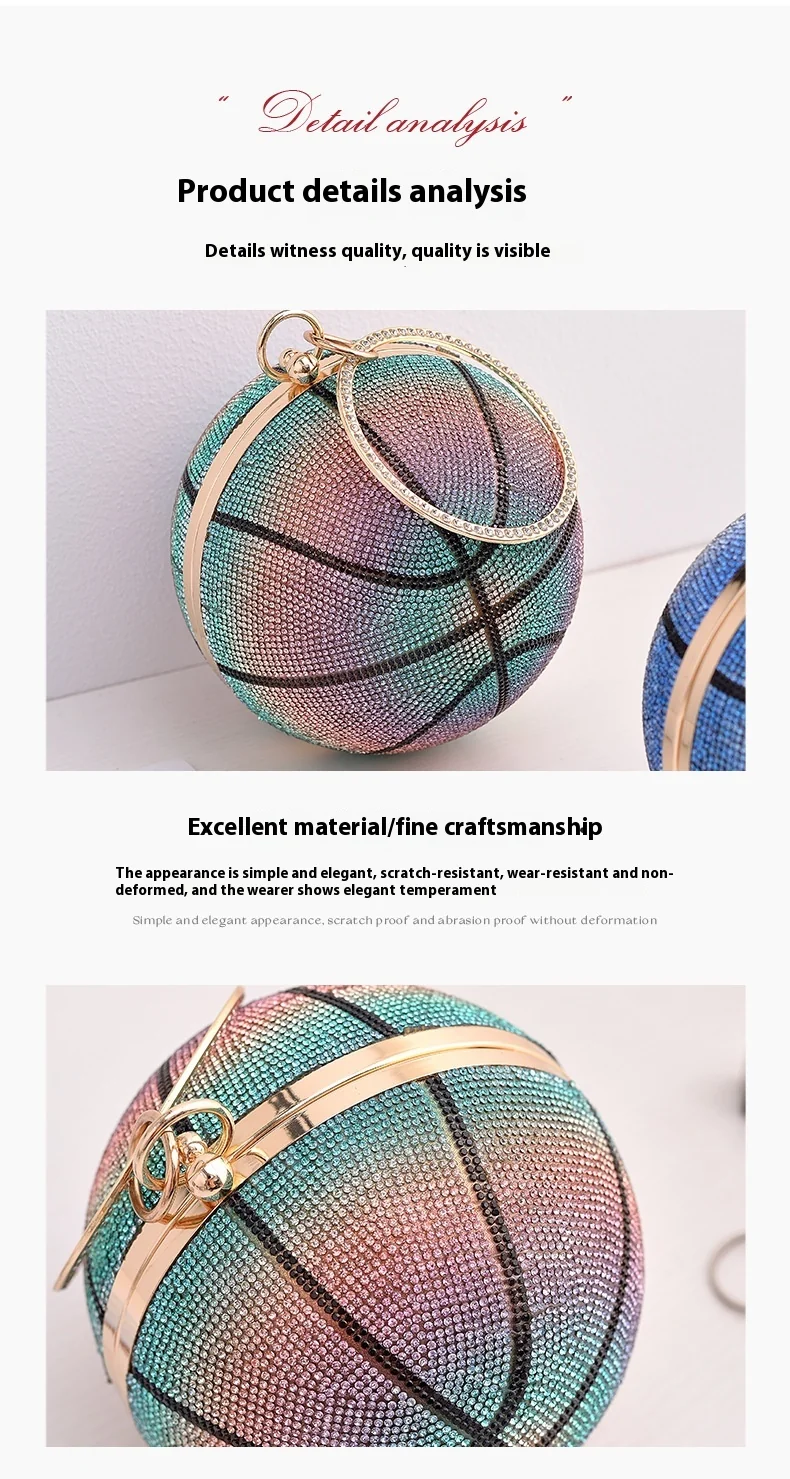Colorful Basketball Dinner Bag Round Full Diamond